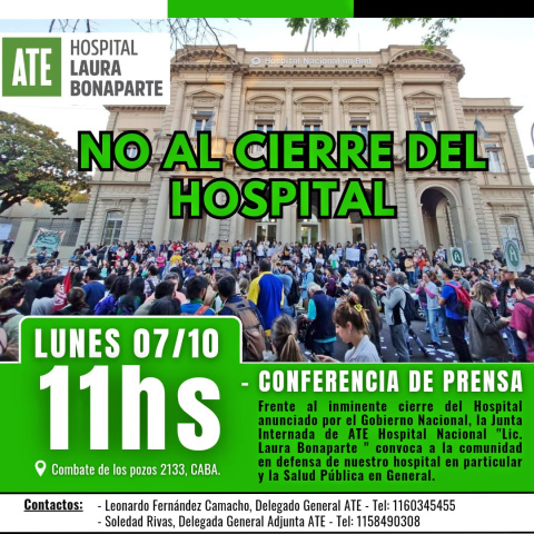 ATE: «NO AL CIERRE DEL HOSPITAL BONAPARTE»