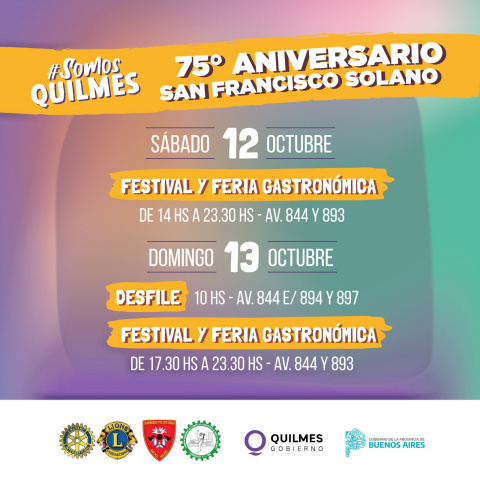 SABADO Y DOMINGO FESTEJOS POR 75° DE SOLANO