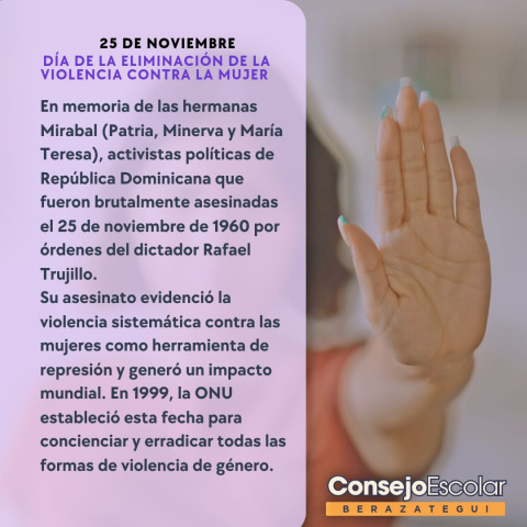 CONSEJO ESCOLAR BERAZATEGUI : DÍA INTERNACIONAL DE LA VIOLENCIA A LA MUJER