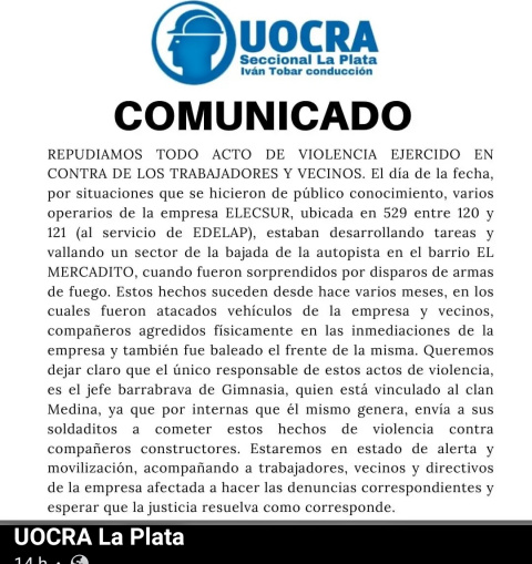 TRABAJADORES EXIGIERON SEGURIDAD Y CONSIGUIERON QUE UN PATRULLERO LOS CUSTODIE