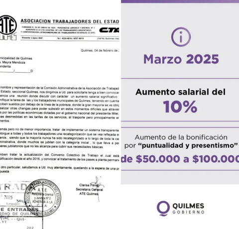 AUMENTO A MUNICIPALES SOLICITADO POR ATE QUILMES