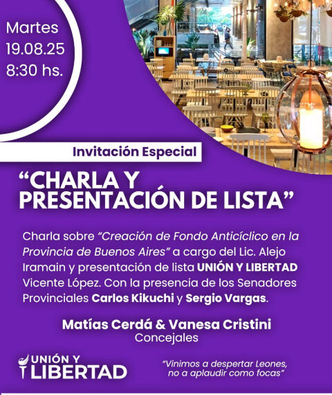 EN VICENTE LOPEZ PRESENTAN LISTA DE «UNIDAD Y LIBERTAD»