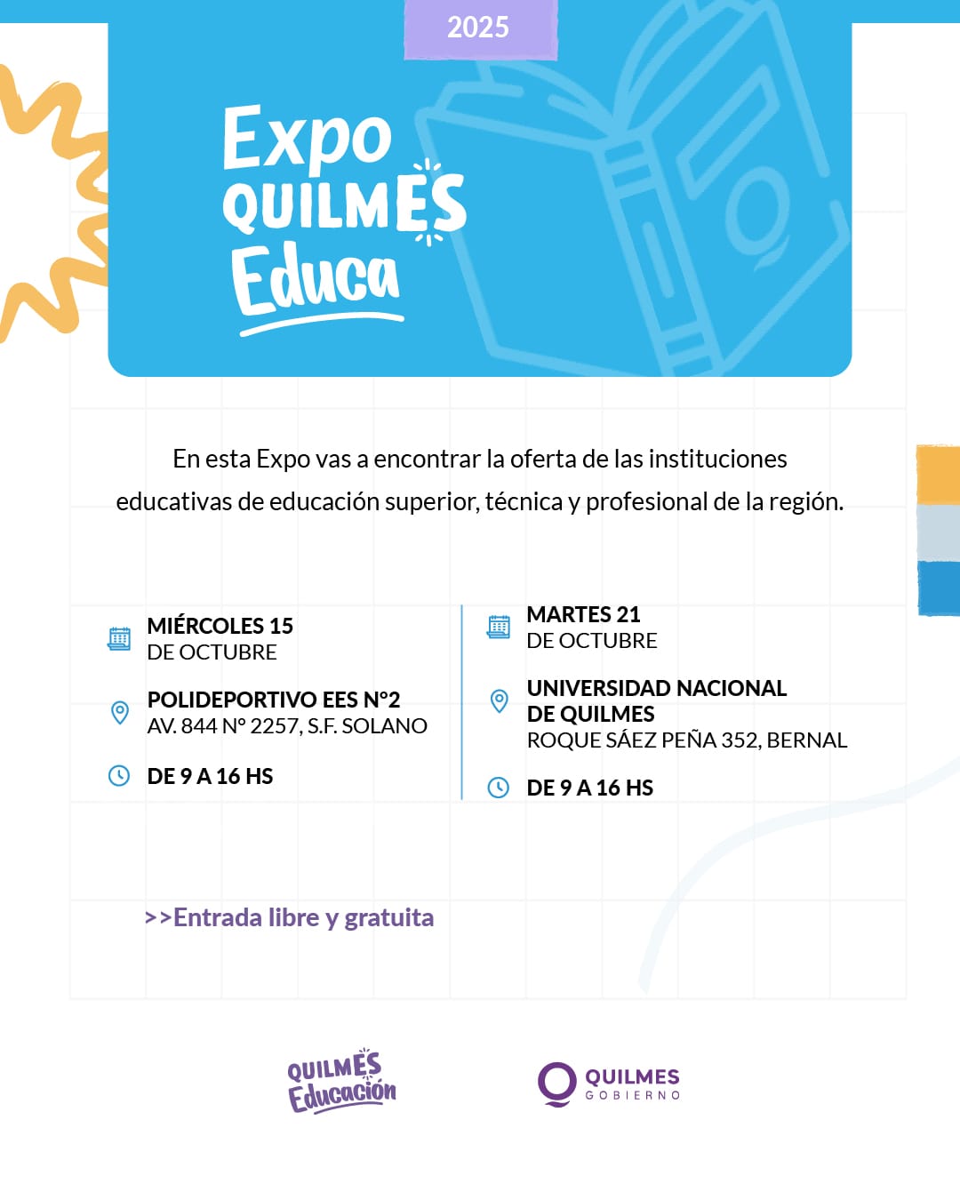 LLEGA LA 5ª EDICIÓN DE LA «EXPO QUILMES EDUCA 2025» PARA ALUMNOS DE ESCUELAS SECUNDARIAS