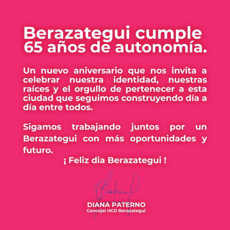 CONCEJAL DIANA PATERNO INVITÓ A CELEBRAR LA IDENTIDAD Y EL ORGULLO DE PERTENECER A BERAZATEGUI