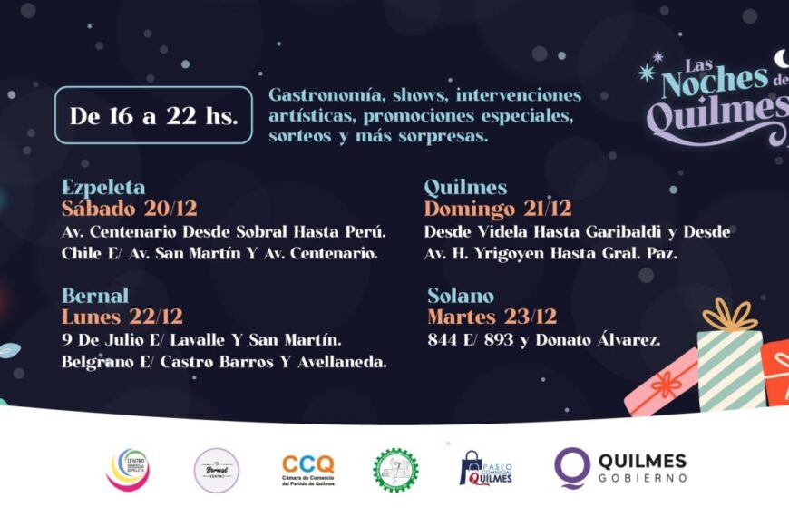 LLEGA UNA NUEVA EDICIÓN DE «LAS NOCHES DE QUILMES» A LOS CUATRO CENTROS COMERCIALES DEL DISTRITO PARA LAS COMPRAS DE NAVIDAD