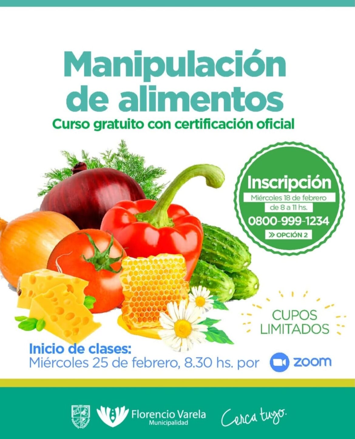 NUEVA FECHA DE INSCRIPCIÓN AL CURSO GRATUITO SOBRE MANIPULACIÓN DE ALIMENTOS