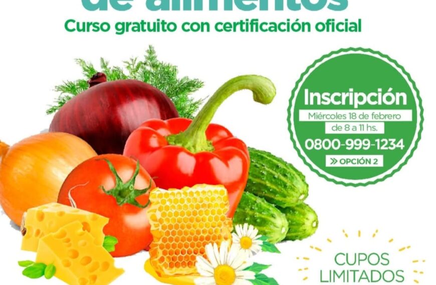 NUEVA FECHA DE INSCRIPCIÓN AL CURSO GRATUITO SOBRE MANIPULACIÓN DE ALIMENTOS