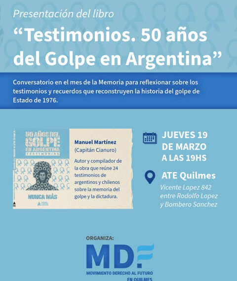 PRESENTAN LIBRO SOBRE LA DICTADURA ESTE JUEVES EN ATE QUILMES