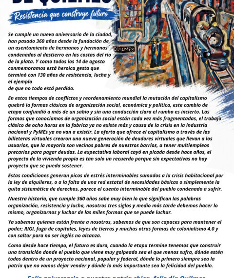 MDF DE QUILMES SALUDA POR 360 ANIVERSARIO DE LA CIUDAD