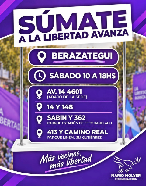 ESTE SABADO: «LLA» DE BERAZATEGUI REALIZARÁ ACTIVIDAD EN 4 BARRIOS