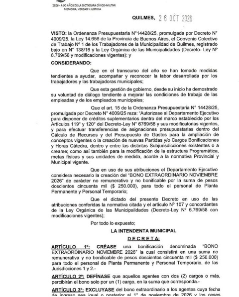 ATE QUILMES ANUNCIO DE BONO PARA LAS Y LOS MUNICIPALES DE QUILMES